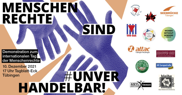 Demo zum 10. Dezember 2021, Tübingen: Menschenrechte sind #unverhandelbar!